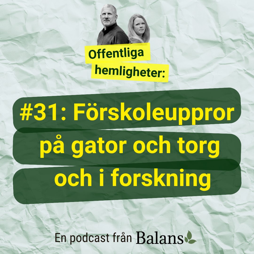 Tankesmedjan Balans (@tsbalans) on Twitter photo Nytt avsnitt av Offentliga hemligheter. Vad är det förskolepersonalen klagar om? Intervju med forskaren Maria Lennartsdotter, med <a href="/Forskoleuppror/">Förskoleupproret</a> grundare Anki Jansson och med deltagare på förra veckans manifestation.
tankesmedjanbalans.se/offentliga-hem… Nytt avsnitt av Offentliga hemligheter. Vad är det förskolepersonalen klagar om? Intervju med forskaren Maria Lennartsdotter, med <a href="/Forskoleuppror/">Förskoleupproret</a> grundare Anki Jansson och med deltagare på förra veckans manifestation.
tankesmedjanbalans.se/offentliga-hem…