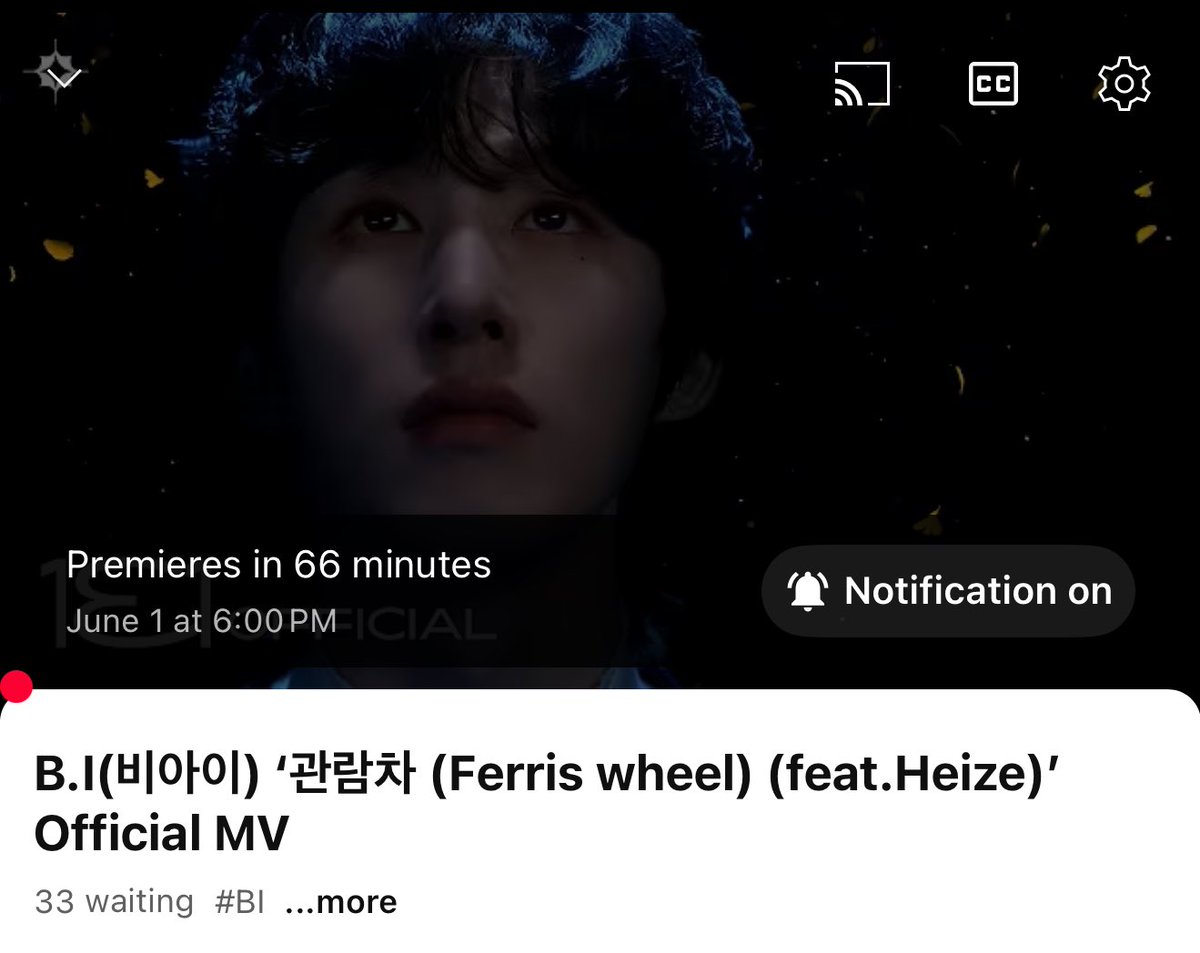 Hanbin_TH's tweet photo. B.I(비아이) ‘관람차 (Ferris wheel) (feat.Heize)’ Official MV LIVE PREMIERE 

ไลฟ์พรีเมียร์มาแล้วค่ะ ไอดีมารอเร็ว🤙🏻
🔗 https://t.co/OxC24WHnZf

WONDERLAND DDAY
#BI_WONDERLAND_DDAY #WONDERLAND #원더랜드 #비아이 #HANBIN #BI #ビーアイ @shxx131bi131 https://t.co/VnUdEe8xj7