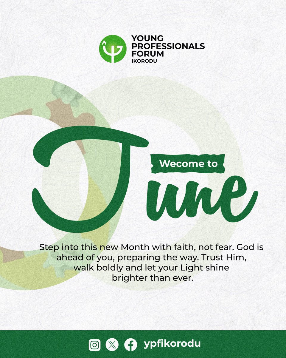 ypfikorodu's tweet photo. Welcome to June! 

As you journey through the new month, the Lord will cause His face to shine upon you. 
It's your month of increase and divine upliftment.

Step into the blessings of the new month with confidence; God is behind you!

#ypfikorodu
#newmonth https://t.co/LnxbdLR8ZT