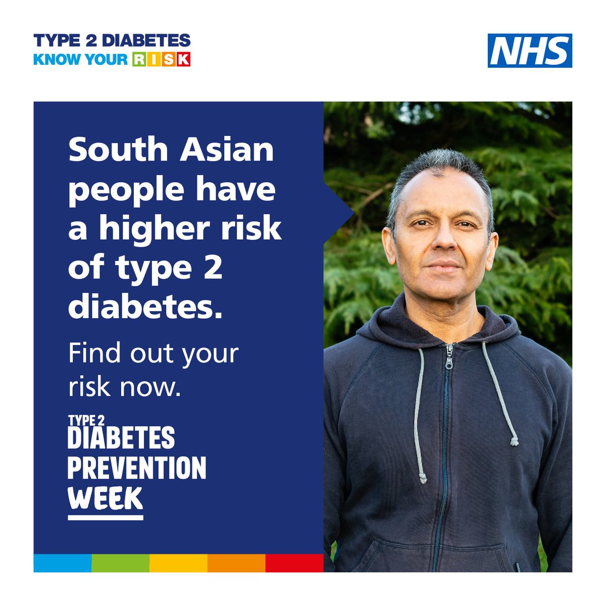 People from South Asian backgrounds are more at risk of type 2 diabetes.

Find out your risk – it could be the most important thing you do today: riskscore.diabetes.org.uk

#Type2DiabetesPreventionWeek