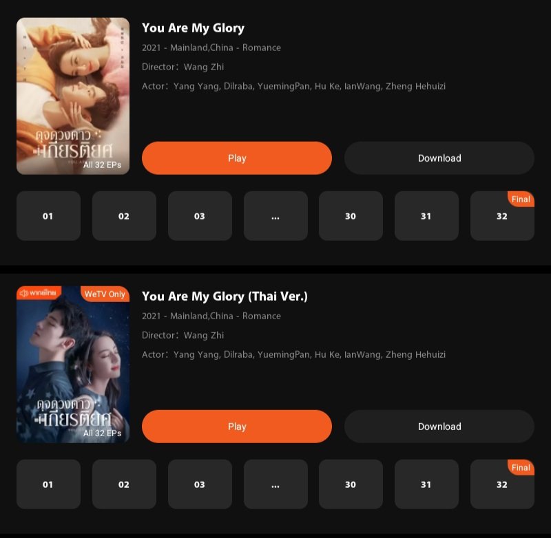 ครบรอบ 6 ปี WeTV
1 -14 มิถุนายน นี้ ดู #ดุจดวงดาวเกียรติยศ ฟรี!! ทั้งซับไทยและพากย์ไทย
ปกติติด VIP ทั้งซับและพากย์ ให้ดูฟรีแค่ 2 ตอน

#YouAreMyGlory
#หยางหยาง #ตี๋ลี่เร่อปา #YangYang #Dilraba