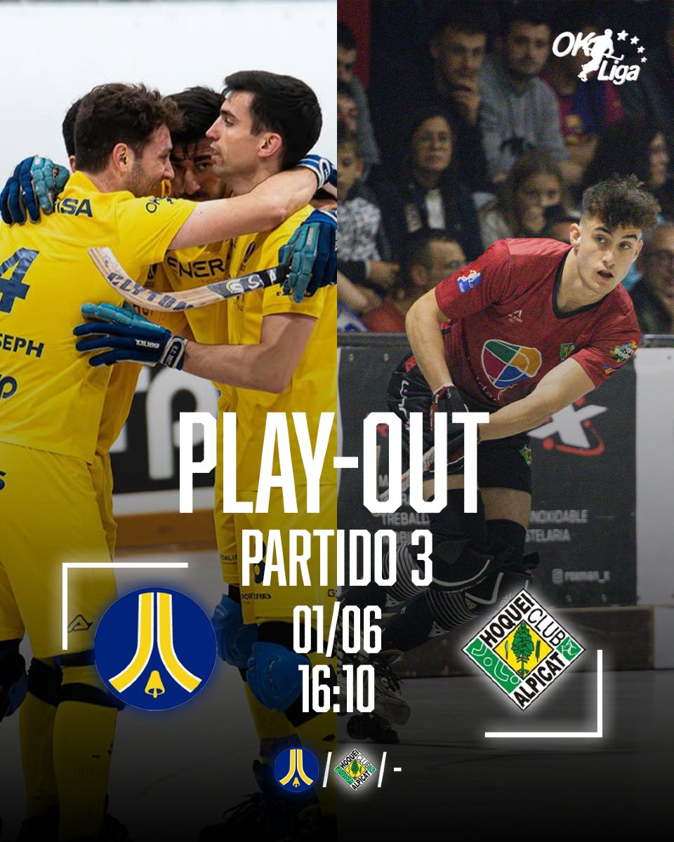 okliga_oficial's tweet photo. 𝐏𝐋𝐀𝐘 𝐎𝐔𝐓

🔥 Hoy vamos a saber que equipo consigue la permanencia en la #OKLiga 🔒

⚔️ Senergy Renovables Sant Just 🆚 Lleidanet HC Alpicat | ⏰ 16:10h

¿Quién creéis que lo va a conseguir? 🤔

📸 @hockey_vali / @mariinaa_photos https://t.co/cgXazxnrkg
