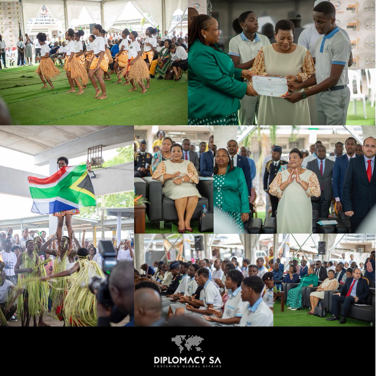 🇿🇦🇬🇦 H.E. Ncumisa Notutela Mthabela &amp; 24/7 Assistance CEO Maurice Pebadi Engandzas celebrate #MandelaDay at Lycée d'Application de Libreville CE! Highlight: 24/7 Assistance’s Excellence Scholarship for a study stay in SA, empowering Gabonese youth. “Education is transformation,”