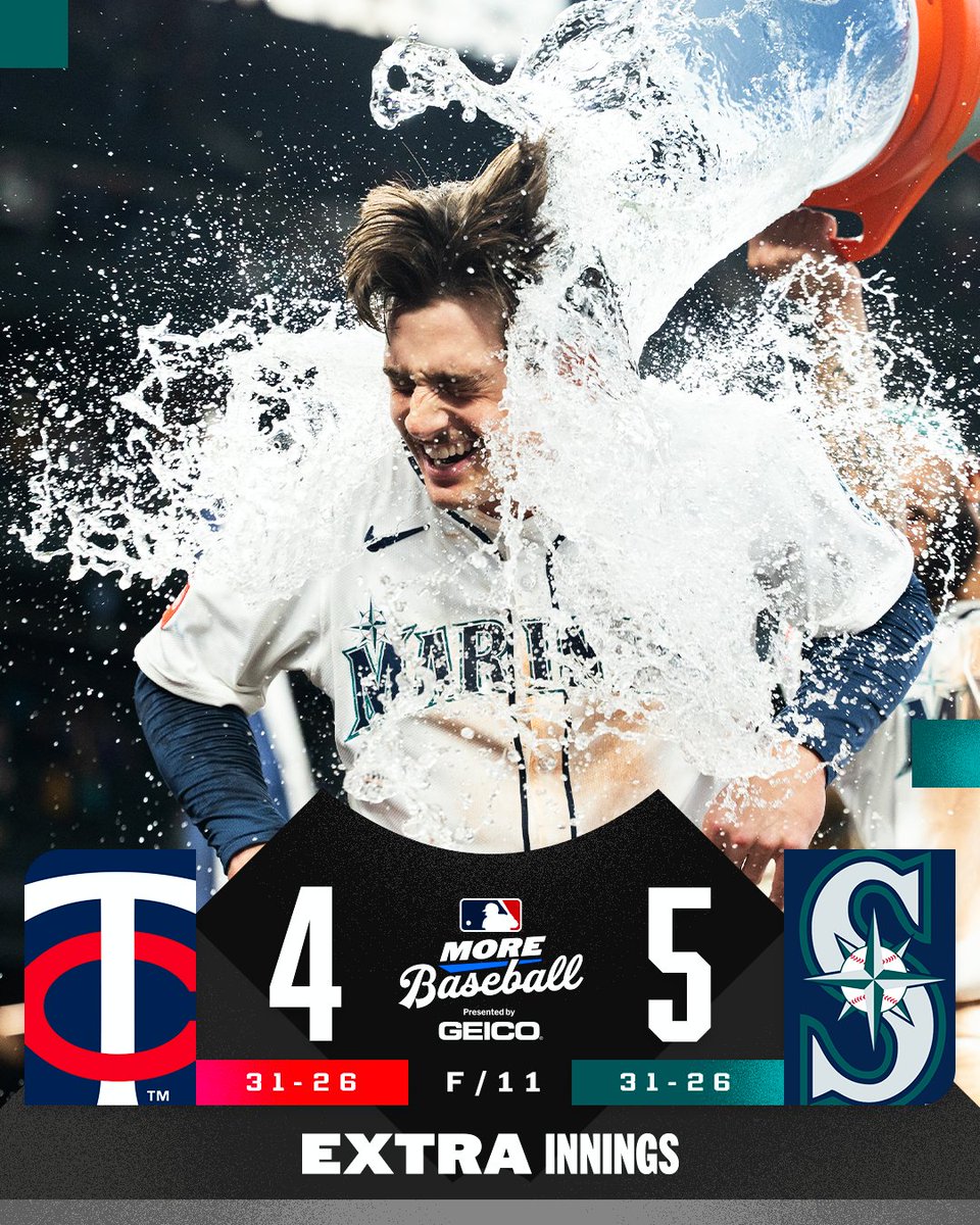 MLB's tweet photo. In his very first MLB game, Cole Young is the #walkoff hero for the @Mariners.

(MLB x GEICO) https://t.co/bnk2RQYDM1