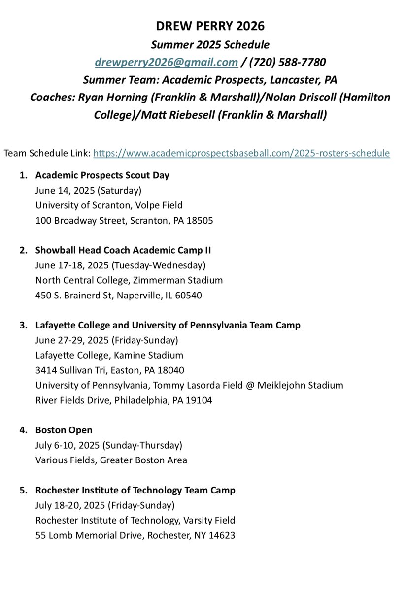DrewPerry2026's tweet photo. Here is my summer 2025 schedule.  I will be playing for Academic Prospects this summer as well as appearing at Showball in Naperville, IL.   

https://t.co/6SMrzp0p52

https://t.co/P040qLJlxc https://t.co/KaGXSKe0Np