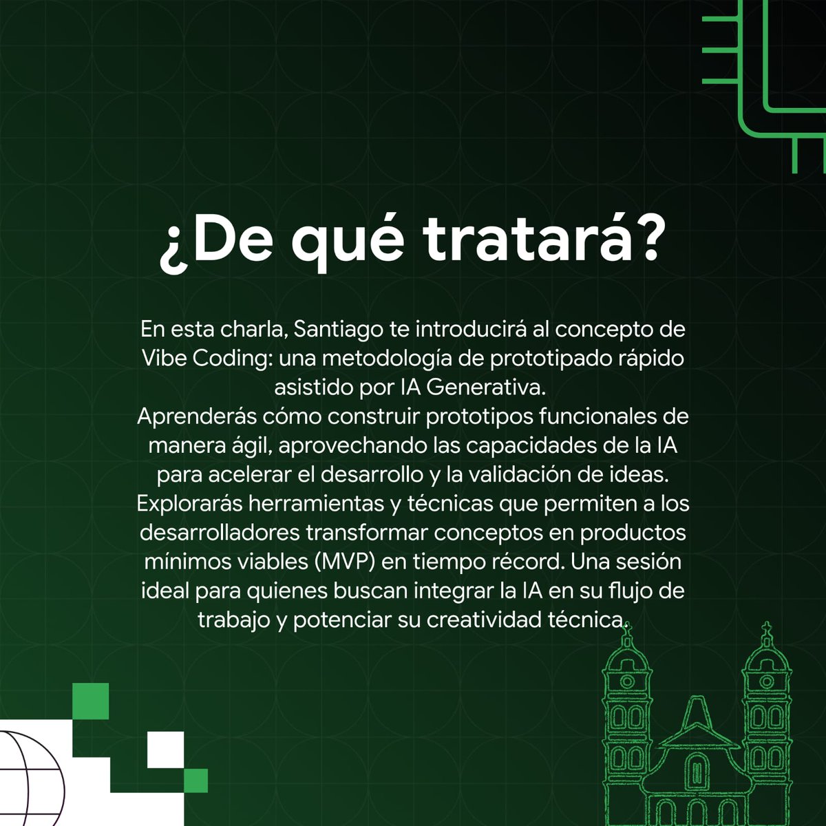 gdgsantacruz's tweet photo. 🎙 ¿Qué pasaría si pudieras construir un prototipo funcional en cuestión de horas, no semanas?

Descubre el poder del Vibe Coding con Santiago Carrillo

🔗 Inscríbete aquí: https://t.co/WTrp1EvF1w

#RoadToBuildWithAI #BuildWithAI #GDGBolivia #GoogleDeveloperGroups #GoogleAI https://t.co/tkOVpU3ZqV