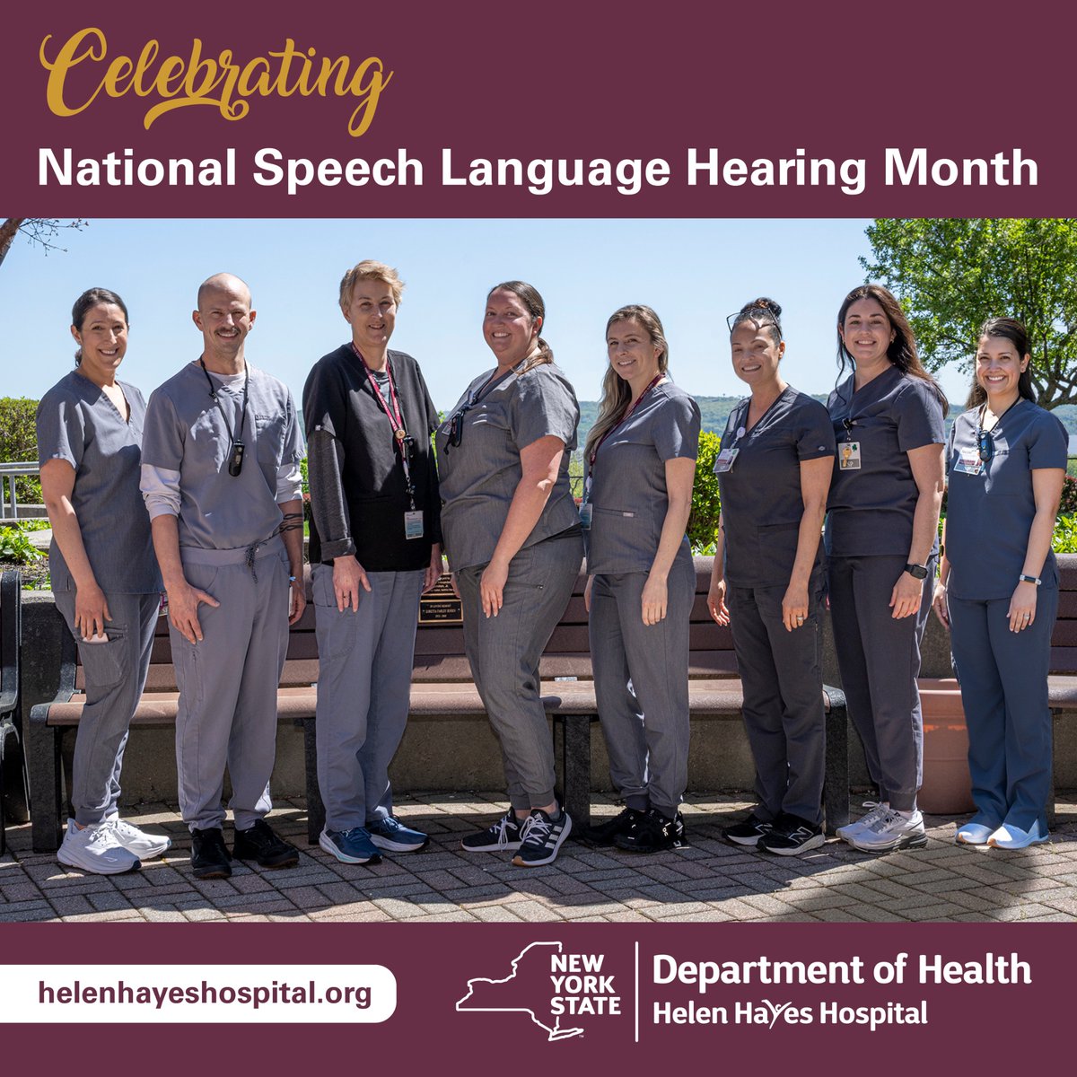 Speech Therapists help patients find their voices, restore function &amp; rebuild confidence every day. During the 100th #NationalSpeechLanguageHearingMonth, we celebrate their vital work—like language therapy, voice therapy, cognitive retraining &amp; more. helenhayeshospital.org/speech-therapy