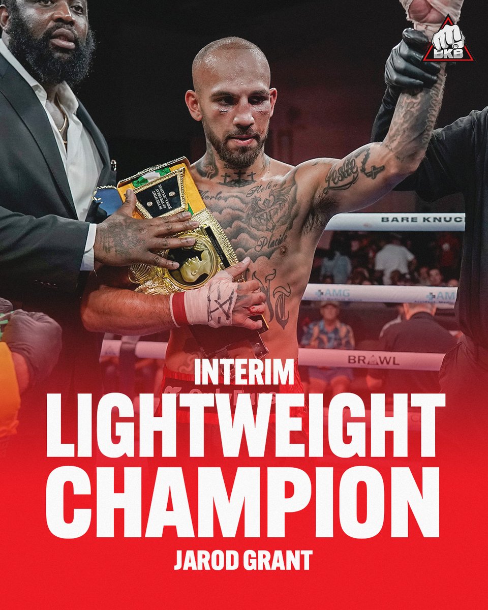 bkbbareknuckle's tweet photo. JAROD GRANT IS YOUR INTERIM LIGHTWEIGHT CHAMPION! ๐จ
And to cap the night off...he proposed. What a night for the man. ๐
#BKB41 #BKBBareKnuckle #BareKnuckle https://t.co/653S8LwI89