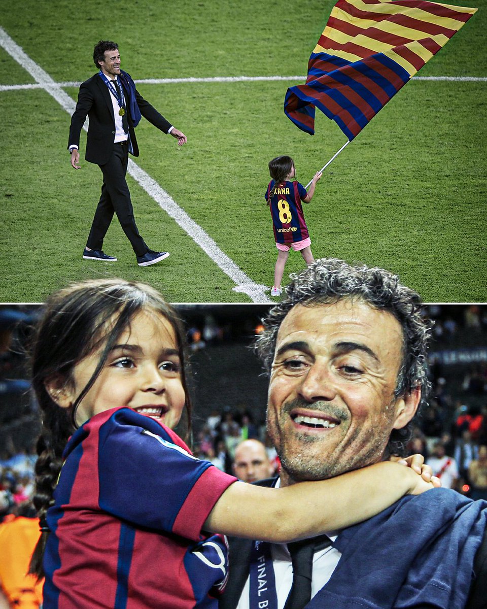 Trivela_Futebol's tweet photo. 🏆️優勝という最高のプレゼントに
🇫🇷 監督に愛でお返しするPSGサポ

2019年に娘を癌で亡くしたエンリケ監督。
UCL決勝前に亡き娘との思い出を語った。
「バルサ時代、優勝後に娘と旗を芝生に立てた素晴らしい写真があるんだ。PSGの旗でも同じことがしたい。でも…娘はもういないが心の中にずっといるよ」

それを聞きつけたPSGサポ。
優勝後、娘とPSGユニを着て旗を刺してる絵を掲げる🥹❤️