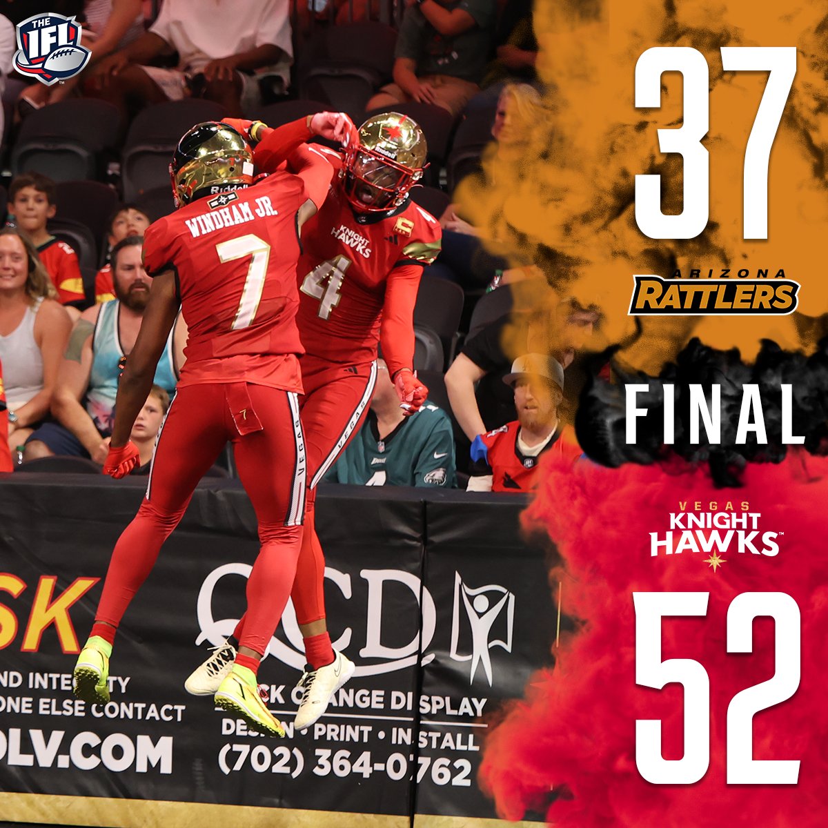 Indoor Football League (@indoorfl) on Twitter photo The <a href="/KnightHawksIFL/">Vegas Knight Hawks</a> take down the <a href="/ArizonaRattlers/">Arizona Rattlers</a> 52-37 in a great back and forth game!
#TheIndoorWar #TheMajorLeagueOfIndoorFootball #IFL The <a href="/KnightHawksIFL/">Vegas Knight Hawks</a> take down the <a href="/ArizonaRattlers/">Arizona Rattlers</a> 52-37 in a great back and forth game!
#TheIndoorWar #TheMajorLeagueOfIndoorFootball #IFL