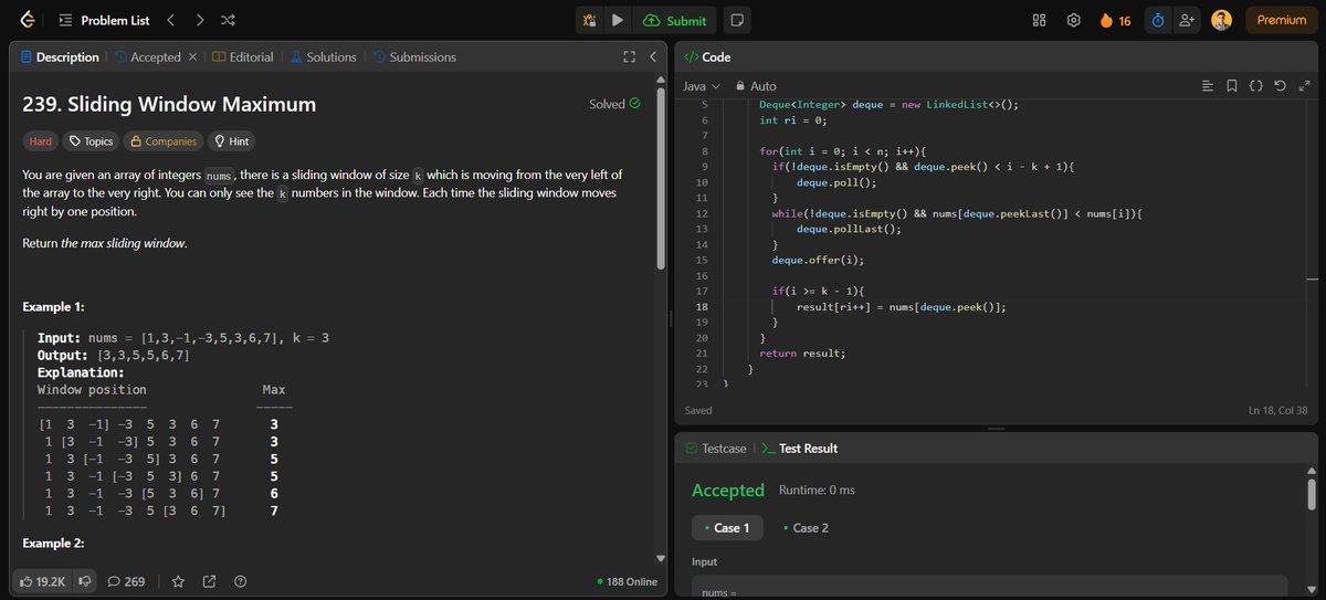 surajshinde_87's tweet photo. Day 19 of my #DSAChallenge
Focused on Stack + Queue + Deque problems in Java – Sliding Window, Histogram, Circular Deque.
Solved
@LeetCode
#84
#641
#239
#DSA #Day19 #LeetCode #SurajShinde #100DaysOfCode #ProblemSolving Java #Deque #Stack #Queue #SlidingWindow https://t.co/R5tdK6M9Fz