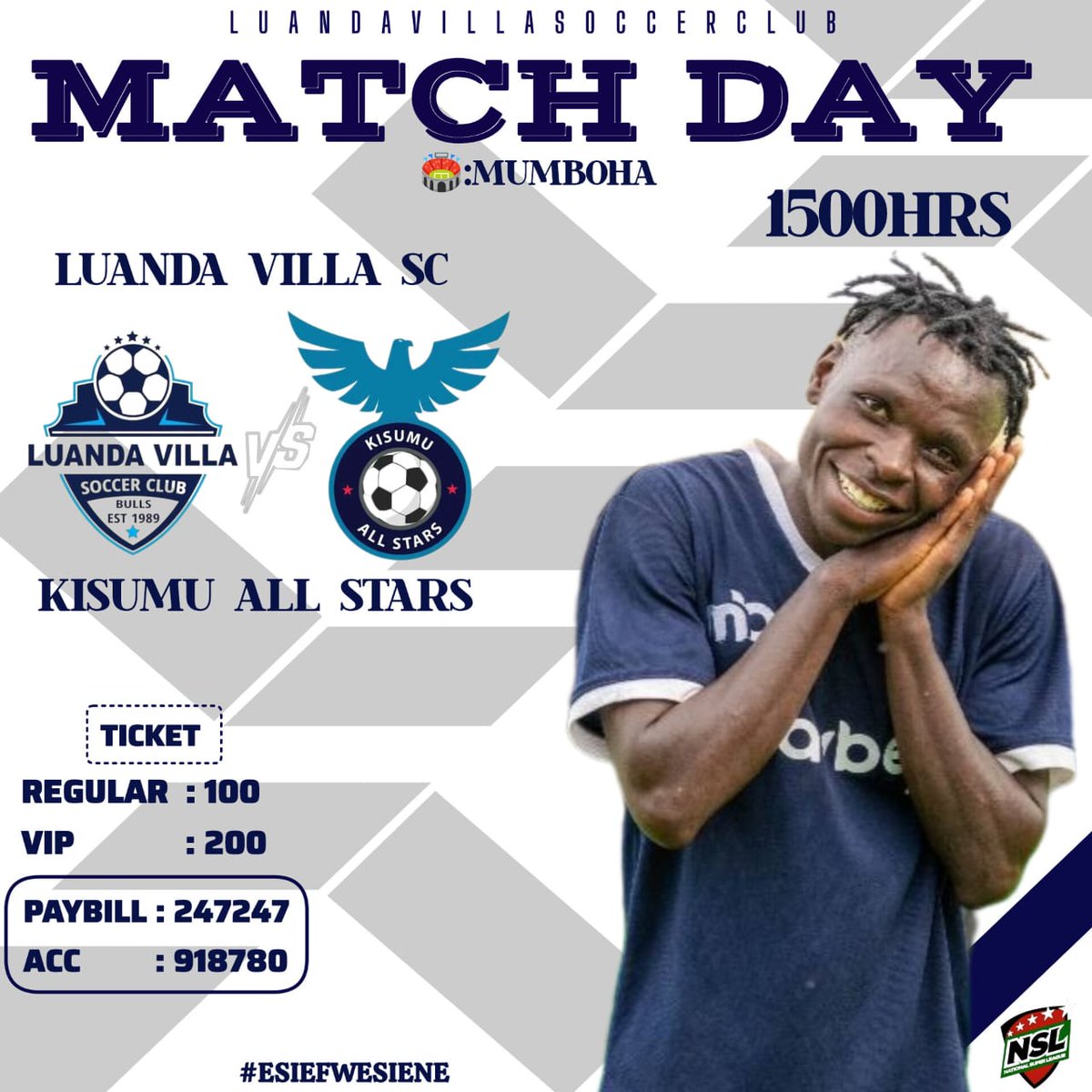 LuandaVilla254's tweet photo. 📅 New Month, Same Passion!

It's Matchday and the perfect way to kick off June! 🔥⚽

🆚 Kisumu All Stars
📍 Mumboha Grounds
⏰ 1500 HRS

Let’s bring the energy and make Mumboha roar! See you at the stadium.

#EsiefweSiene
#TheVillageBoys 
#PamojaTwaweza
#Villa@♥️
#VillaNi1 https://t.co/VDj4T4GFCA
