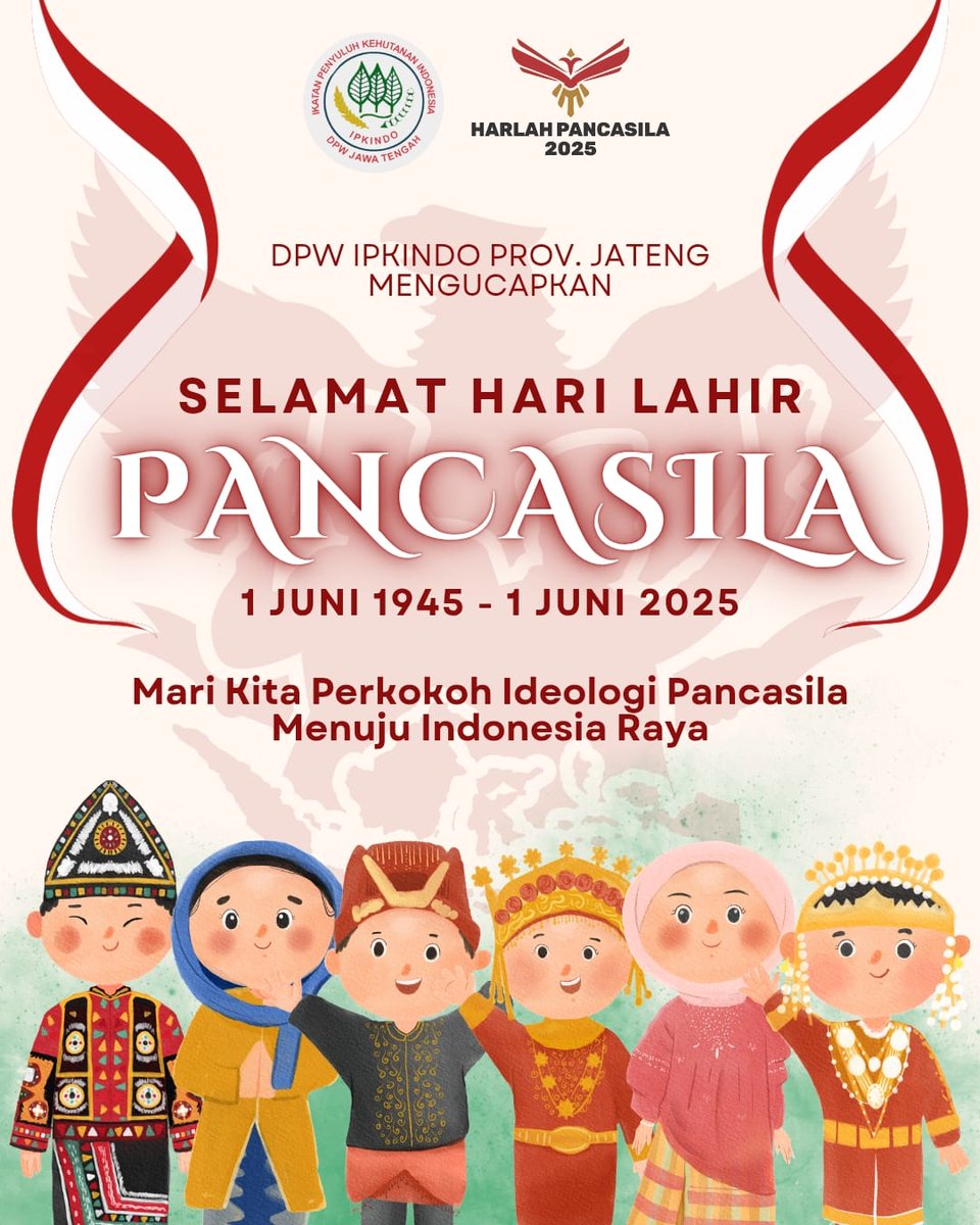 ipkindo_jateng's tweet photo. DPW IPKINDO Prov. Jateng mengucapkan Selamat Hari Lahir Pancasila Ke-80 (1 Juni 1945 ~ 1 Juni 2025), Mari Kita Perkokoh Ideologi Pancasila Menuju Indonesia Raya https://t.co/qM6waya9sg
