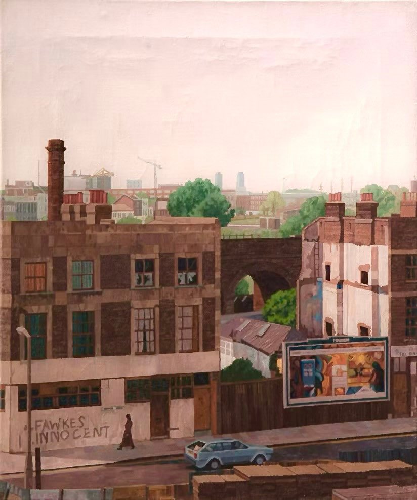 Doreen Fletcher (@dfletcherartist) on Twitter photo ‘Turner’s Road, E3’ 1988. Now there’s only the chimney & nearby, graffiti: ‘George Davis is innocent’. A man wearing squatted in the building, always tinkering in a greasy mac with a decrepit old van parked on waste land opposite. <a href="/thegentleauthor/">Spitalfields Life</a> <a href="/ahistoryinart/">Richard Morris</a> ‘Turner’s Road, E3’ 1988. Now there’s only the chimney & nearby, graffiti: ‘George Davis is innocent’. A man wearing squatted in the building, always tinkering in a greasy mac with a decrepit old van parked on waste land opposite. <a href="/thegentleauthor/">Spitalfields Life</a> <a href="/ahistoryinart/">Richard Morris</a>