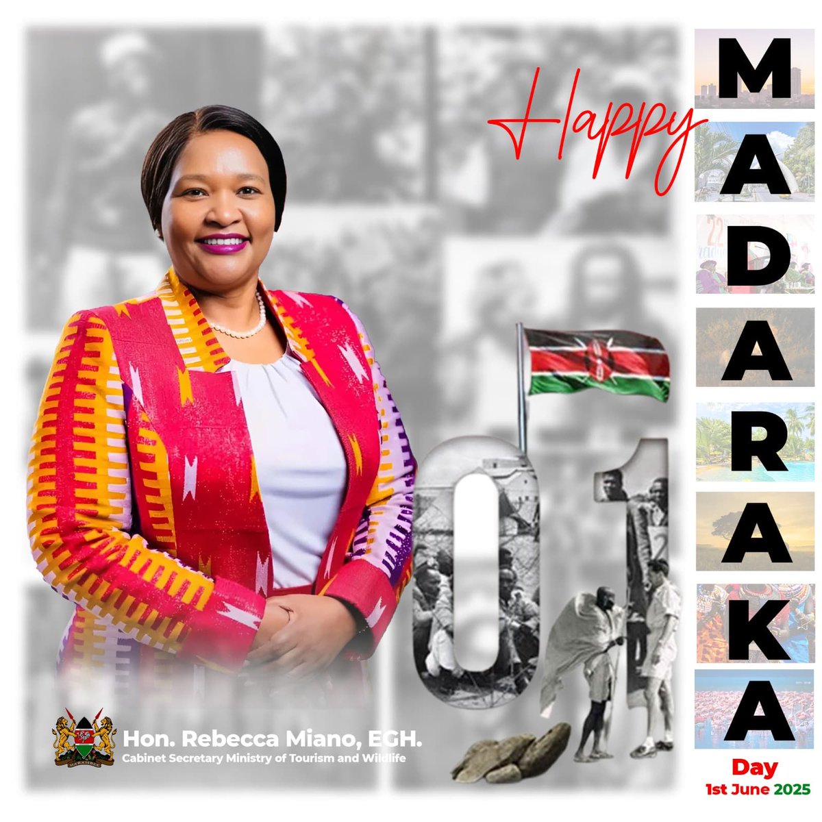 Tourism and Wildlife CS Rebecca Miano wishes everyone a Happy Madaraka day. <a href="/rebecca_miano/">CS Rebecca Miano, EGH</a>
#MadarakaDay