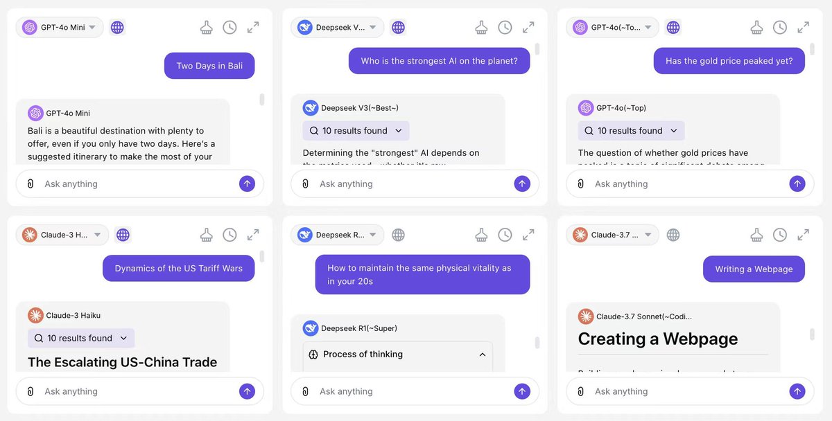 AiChatNova's tweet photo. @chatgptricks emmmm......You should try our platform! It lets you chat with multiple AIs simultaneously on the same screen and supports group chat. You can easily compare and summarize the responses from each AI, offering a very intuitive overview https://t.co/rYosLiwVx4