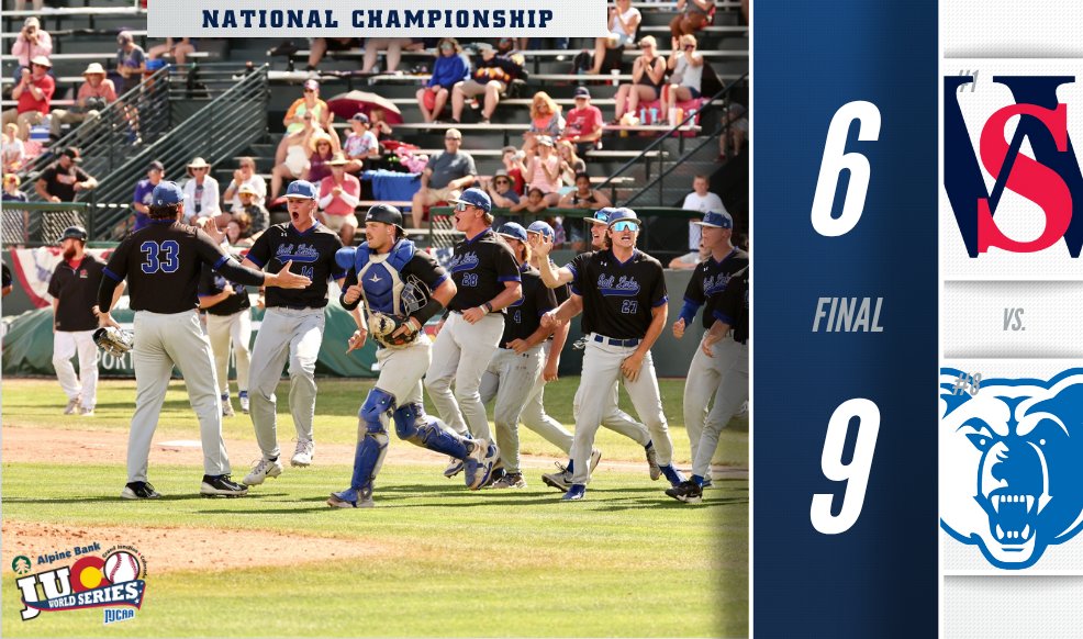 🏆 𝑵𝒂𝒕𝒊𝒐𝒏𝒂𝒍 𝑪𝒉𝒂𝒎𝒑𝒊𝒐𝒏𝒔

Salt Lake defeats Walters State and is your 2025 #NJCAABaseball DI World Series Champions for the first time in program history!

njcaa.org/championships/…