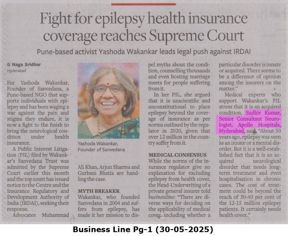 Dr Sudhir Kumar MD DM (@hyderabaddoctor) on Twitter photo Epilepsy treatment should be covered under health insurance
thehindubusinessline.com/news/pune-acti…
An informative report "Fight for epilepsy health insurance reaches Supreme Court" published in <a href="/businessline/">businessline</a> has my quotes. Epilepsy treatment should be covered under health insurance
thehindubusinessline.com/news/pune-acti…
An informative report "Fight for epilepsy health insurance reaches Supreme Court" published in <a href="/businessline/">businessline</a> has my quotes.