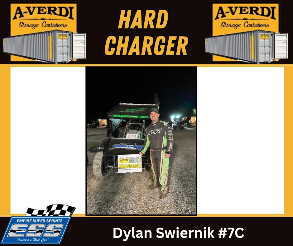 Empire Super Sprints (@essprints) on Twitter photo After missing timed hot laps due to mechanical problems, <a href="/swiernikracing/">Dylan Swiernik</a> qualified for the feature in the B-Main. Dylan started 21st and drove by 10 cars to earn the A-Verdi Storage Containers Hard Charger award at <a href="/BrightonSpdwy/">Brighton Speedway</a> . After missing timed hot laps due to mechanical problems, <a href="/swiernikracing/">Dylan Swiernik</a> qualified for the feature in the B-Main. Dylan started 21st and drove by 10 cars to earn the A-Verdi Storage Containers Hard Charger award at <a href="/BrightonSpdwy/">Brighton Speedway</a> .