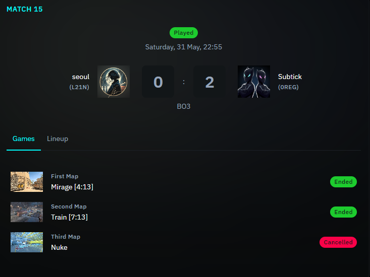 Congratulations to Subtick for topping the Dust2.us Eagle Masters Series 2 Open Qualifier #3 powered <a href="/inuigaming/">INUI</a> after besting seoul 2-0 in the finals.

The team will join 15 other teams in our $10,000 event!