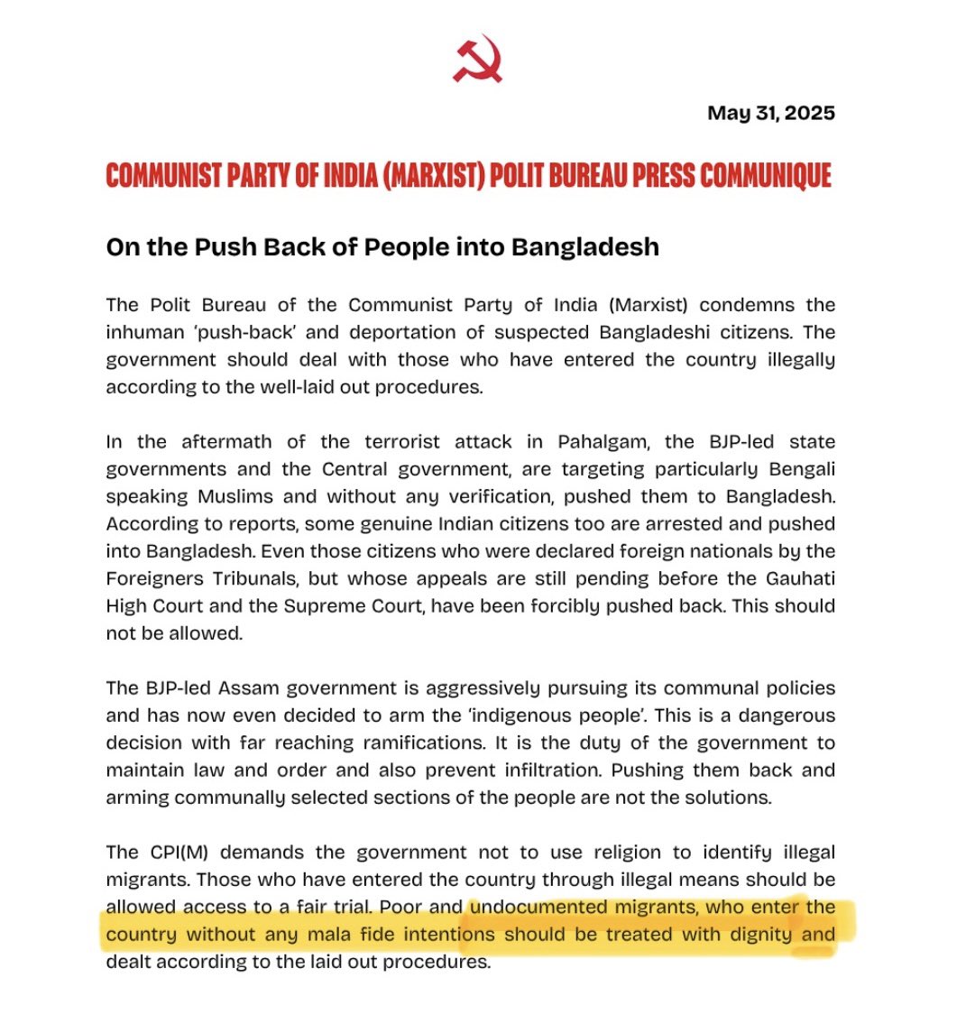 Famous saying ‘old habits die hard’
During the long <a href="/CPIM_WESTBENGAL/">CPI(M) WEST BENGAL</a> rule illegal infiltration was encouraged converted to vote bank 

Now <a href="/AITCofficial/">All India Trinamool Congress</a> doing the same at a much faster rate as all their vote bank 

Without any thought for national security <a href="/cpimspeak/">CPI (M)</a> Polit-bureau
