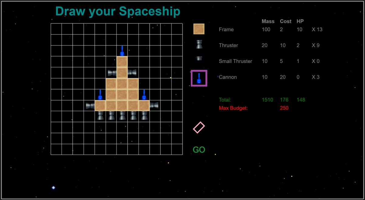 coderRanter's tweet photo. Just finished developing my game Space Captains - design your spaceship and then pilot it into battle against up to 20 players at once.
https://t.co/dCzchuqW4h https://t.co/8YUMfw78vu
