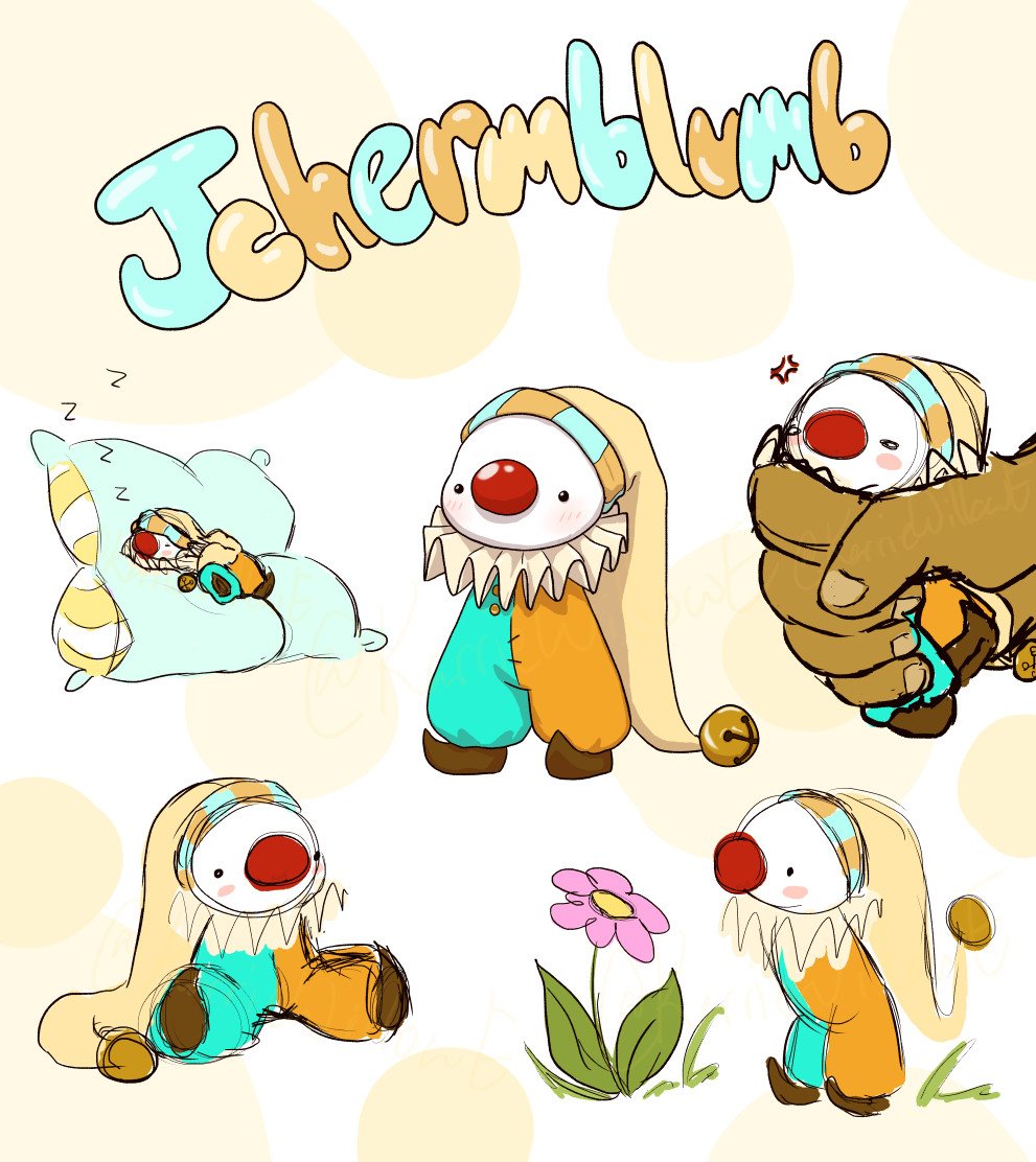 Redrew my first little clown creature..thing. It's a clown doll named Jchermblumb. I love him dearly and am very pleased with the new proportions.
#clowns #clowndoll #clownart #digitalart #cute