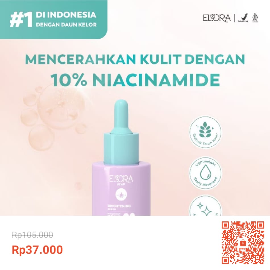 ZahraNovi's tweet photo. Temukan ELORA BEAU - BRIGHTENING SERUM  - With Moringa Extract |Skin Care | Serum Wajah | Moisturizer |Anti Jerawat | Anti Kusam | Glowing |  Brightening | Acne Serum seharga Rp37.000. Dapatkan sekarang juga di Shopee! https://t.co/ulNspJezNK . 10rb jam ⏰12.00. Stok 500 https://t.co/MNKdF3SANO