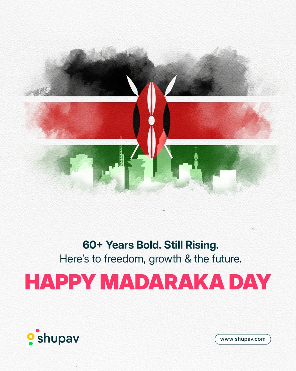 ShupavGroup's tweet photo. Today, we celebrate Kenya’s journey, one of resilience, independence, and rising into our own power.

Madaraka isn’t just about the past.

It’s about what we continue to build together with courage, vision, and heart.

Happy Madaraka Day https://t.co/C4VL7fPhta