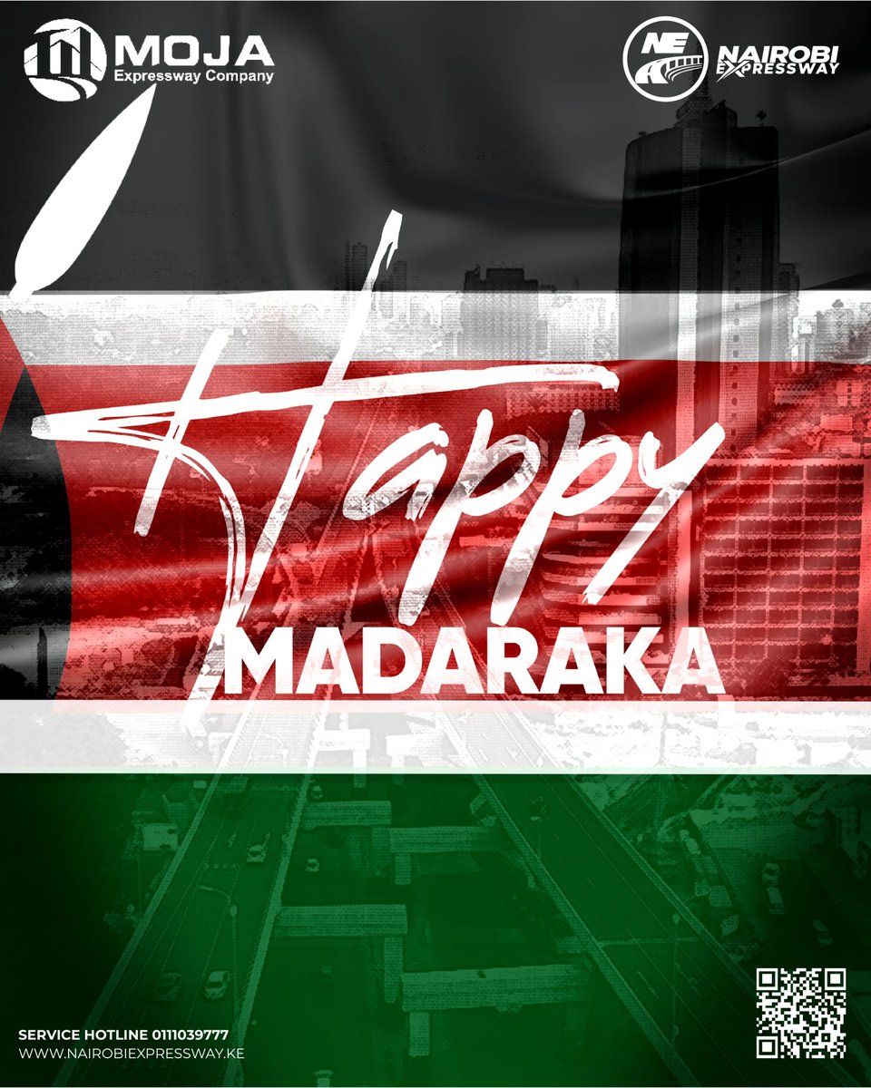 Happy Madaraka Day,Kenya!🇰🇪
From the Nairobi Expressway, we wish all Kenyans a day filled with pride, reflection,  and celebration of our freedom and progress.👏🏽💪🏾

#MadarakaDay2025 #Kenya #MOJAExpressway #NairobiExpressway #Expressway #comfort #convenience #connectivity