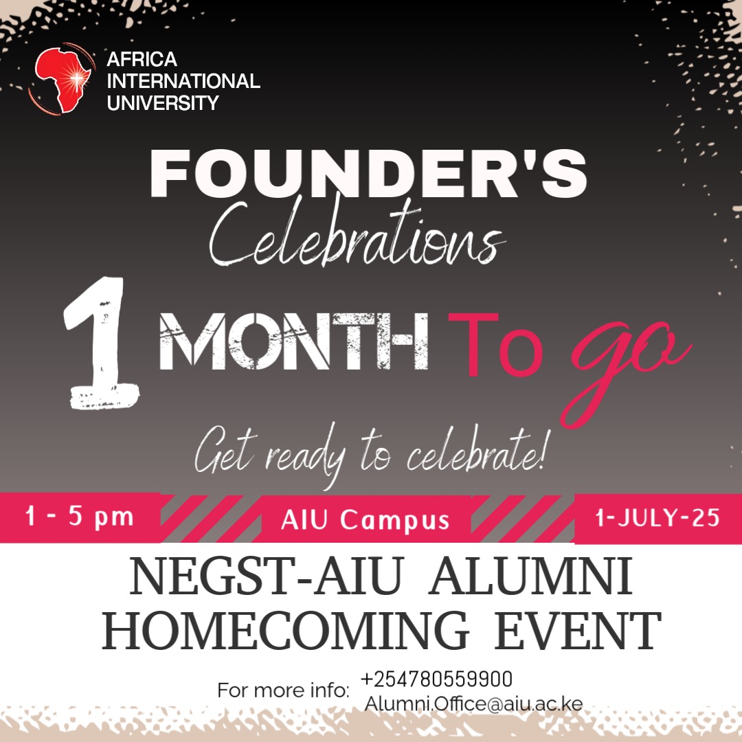 AIUAlumni's tweet photo. AIU Alumni Relations Office is excited to inform you that we have one month to our Alumni Homecoming Event 🥳🥳 

Please mark your calendars for:
Date: 1st July 2025
Venue: AIU Campus 
Time: 1pm to 5pm

We welcome all of us to this special event

Blessings https://t.co/tfCMSfYc3p