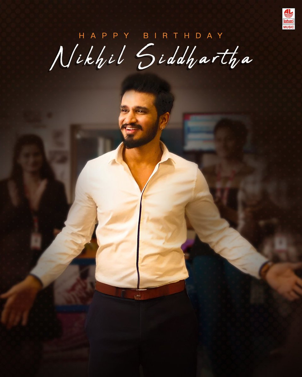 Lahari Music (@laharimusic) on Twitter photo Happy Birthday to Nikhil Siddhartha, the star who brings every character to life. <a href="/actor_Nikhil/">Nikhil Siddhartha</a>
#HBDNikhilSiddhartha #actor #Telugu #HappyBirthday Happy Birthday to Nikhil Siddhartha, the star who brings every character to life. <a href="/actor_Nikhil/">Nikhil Siddhartha</a>
#HBDNikhilSiddhartha #actor #Telugu #HappyBirthday