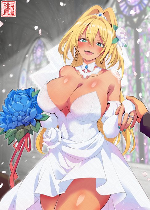 今日から6月～というコトでジューンブライドな
ウェディングルピーちゃんを～🍑💒💍✨
全年齢イラストですが用心のためにセンシティブ設定で…🥲
#NIKKE #NIKKEfanart #プロポーズの日 