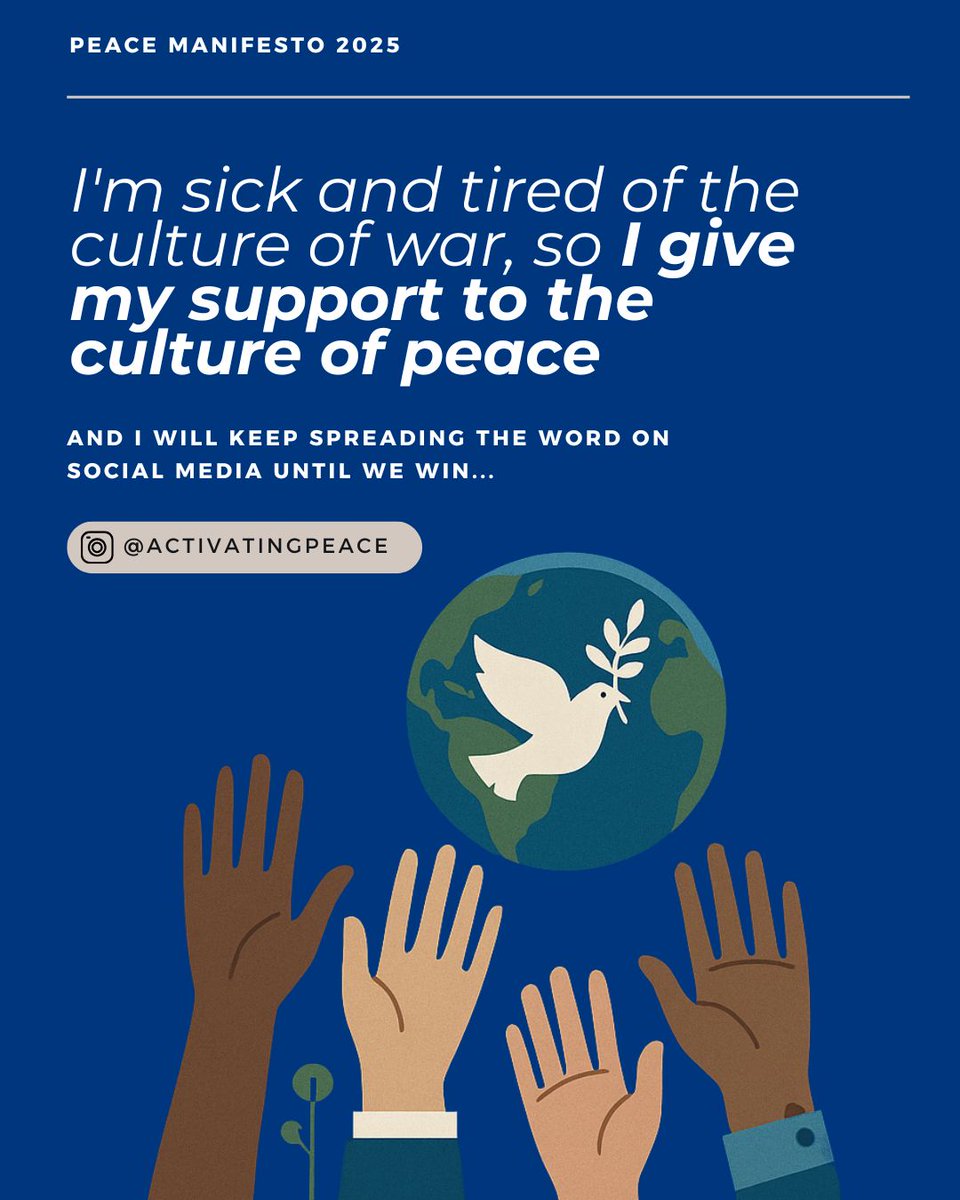 ActivatingPeace's tweet photo. Go to https://t.co/lXrBqK7u4H &amp; become part of a global movement  using different social media of your preference to say yes to #Peace or simply share this message as much as you can!
After all, #peaceispossible 
#SayNoToWar 
#ActivatePeace
#CultureOfPeace over #CultureOfWar https://t.co/A3gnDNikKs