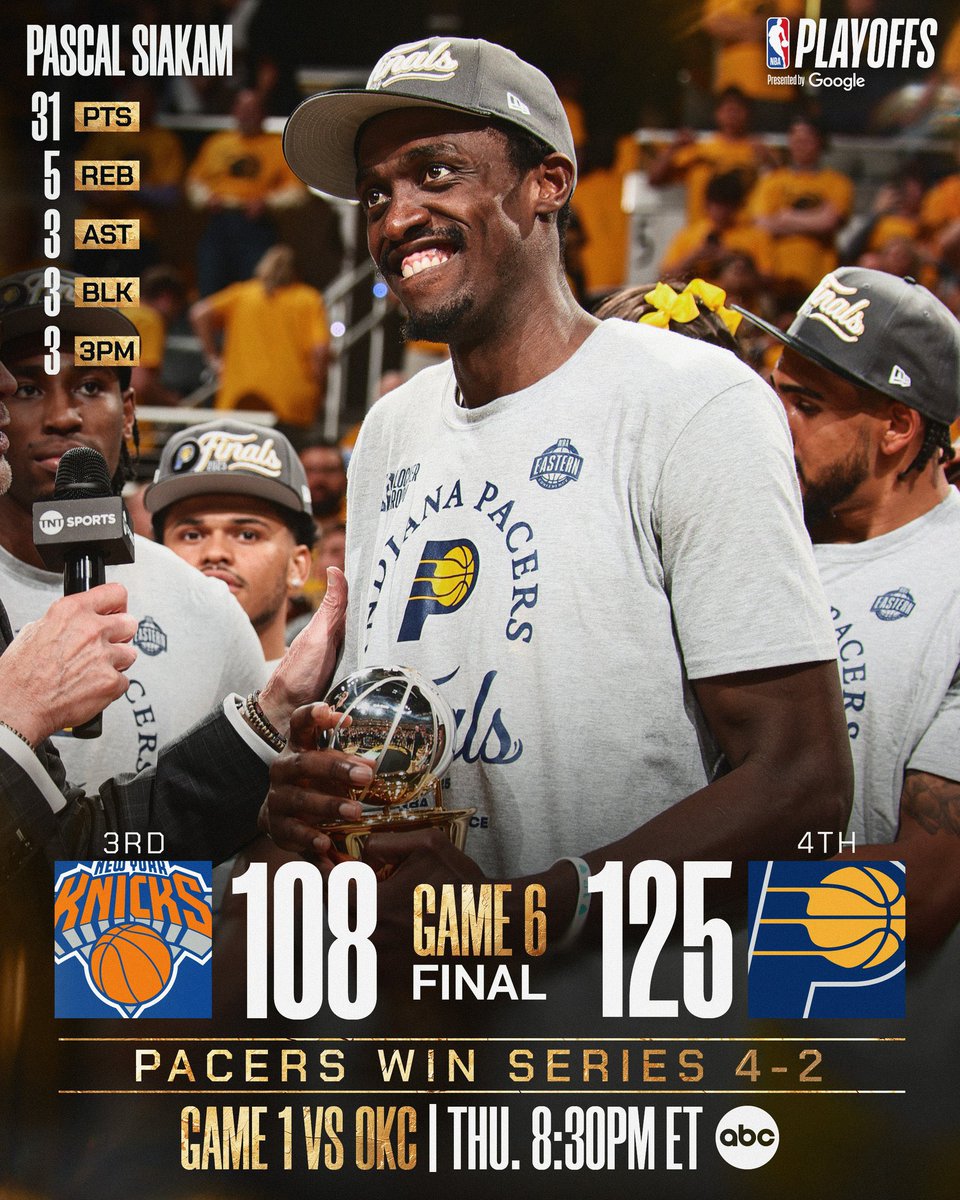 PACERS FİNALDE! 😤

Doğu Konferansı final serisinde Indiana Pacers, evinde New York Knicks’i 125-108 mağlup ederek seriyi 4-2 kazandı ve #NBAFinals’ta Oklahoma City Thunder’ın rakibi oldu.