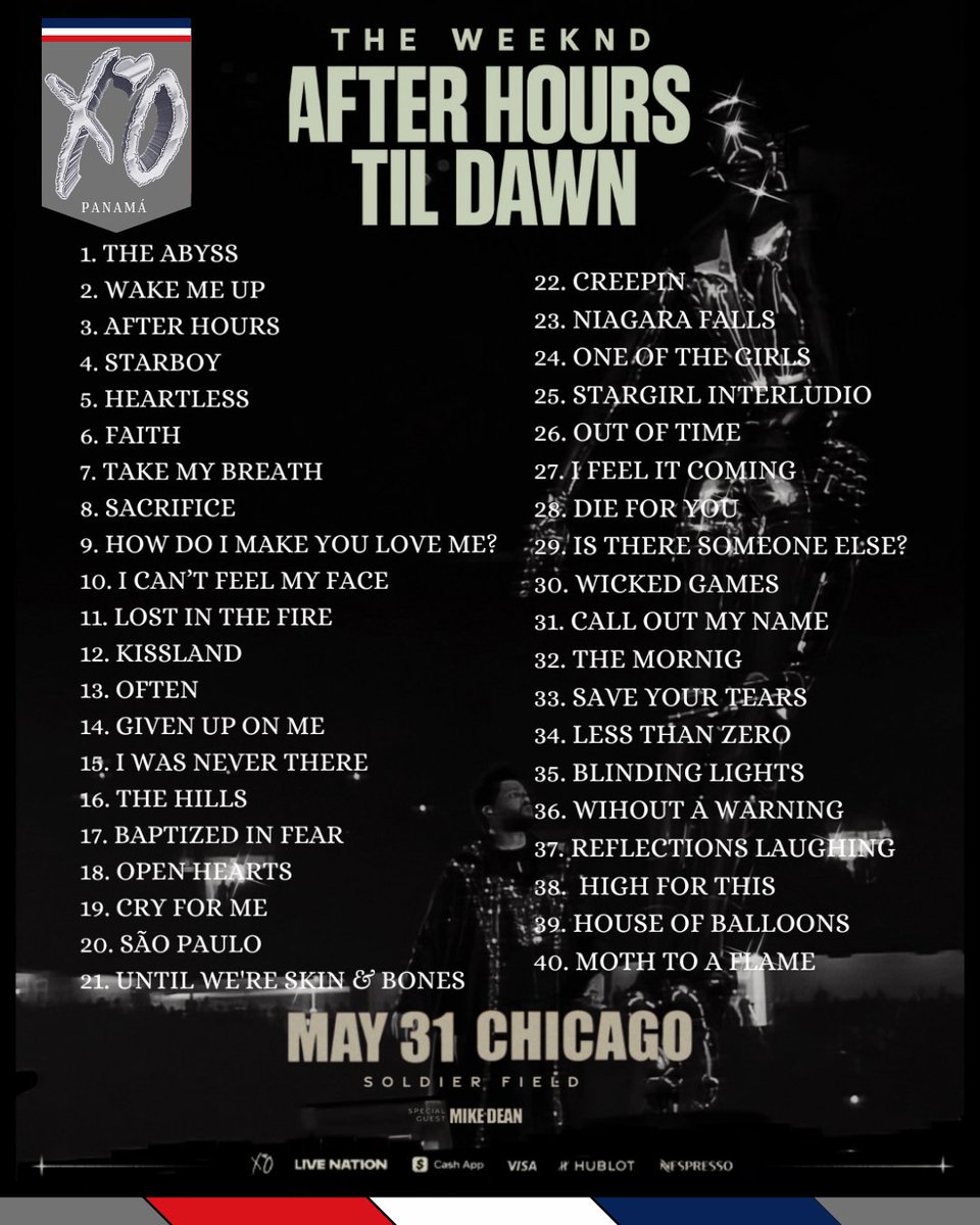 PanamaTheweeknd's tweet photo. Y de esta Manera termina Mayo donde fueron 5 shows llenos de muchos músicos y de una buena vibra del público

Un Setlist donde los únicos cambios fueron "TIMELESS" y"RATHER LIE"

Y sobre todo un lleno total en chada noche de este inicio de Gira https://t.co/K7MgQJhywb