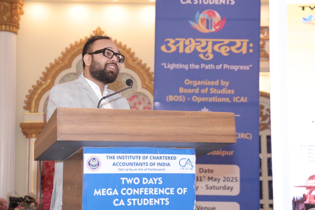 ruwatiaofficial's tweet photo. 🎉 CA Students’ Conference – Udaipur | A Grand Success!

Kudos to CICASA Udaipur for an inspiring event under @bosoicai, with Chief Guest @kiransnm, speakers like @SanjibSanghi, @kdhiraj123 &amp; more!
A celebration of learning &amp; leadership! 🌟
#ICAI #CICASA #Udaipur #CAConference https://t.co/DB4A8EhsC5