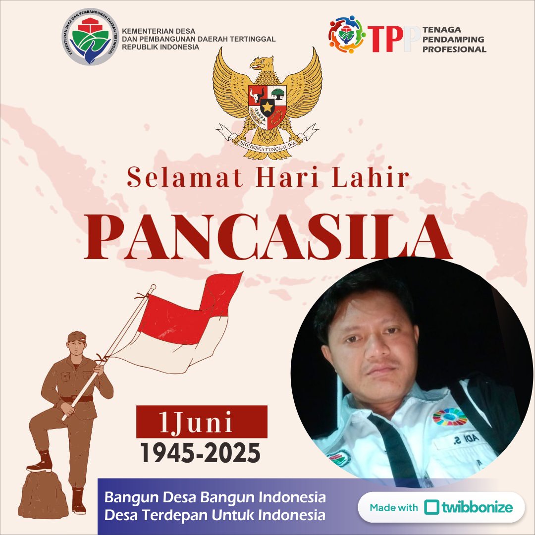 Adi Sholikhatin (@sukoyo_adi) on Twitter photo TPP Pancasilais sejati senantiasa merawat menjaga dan mengamalkan nilai-nilai Pancasila dalam tugas-tugas pendampingan desa, bermasyarakat berbangsa dan bernegara
<a href="/prabowo/">Prabowo Subianto</a>
<a href="/gibran_tweet/">Gibran Rakabuming</a>
<a href="/YandriSusanto27/">Yandri Susanto</a>
#TPPharipancasila
#TPPBersamaMenteriDesa
<a href="/ululazmishona/">ulul azmi shona</a>
<a href="/Muhimhagi1/">Muhimmudin352316</a> TPP Pancasilais sejati senantiasa merawat menjaga dan mengamalkan nilai-nilai Pancasila dalam tugas-tugas pendampingan desa, bermasyarakat berbangsa dan bernegara
<a href="/prabowo/">Prabowo Subianto</a>
<a href="/gibran_tweet/">Gibran Rakabuming</a>
<a href="/YandriSusanto27/">Yandri Susanto</a>
#TPPharipancasila
#TPPBersamaMenteriDesa
<a href="/ululazmishona/">ulul azmi shona</a>
<a href="/Muhimhagi1/">Muhimmudin352316</a>