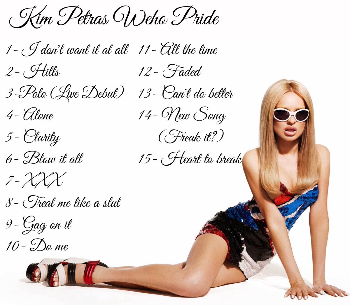 Kim’s Setlist for Weho 🩷