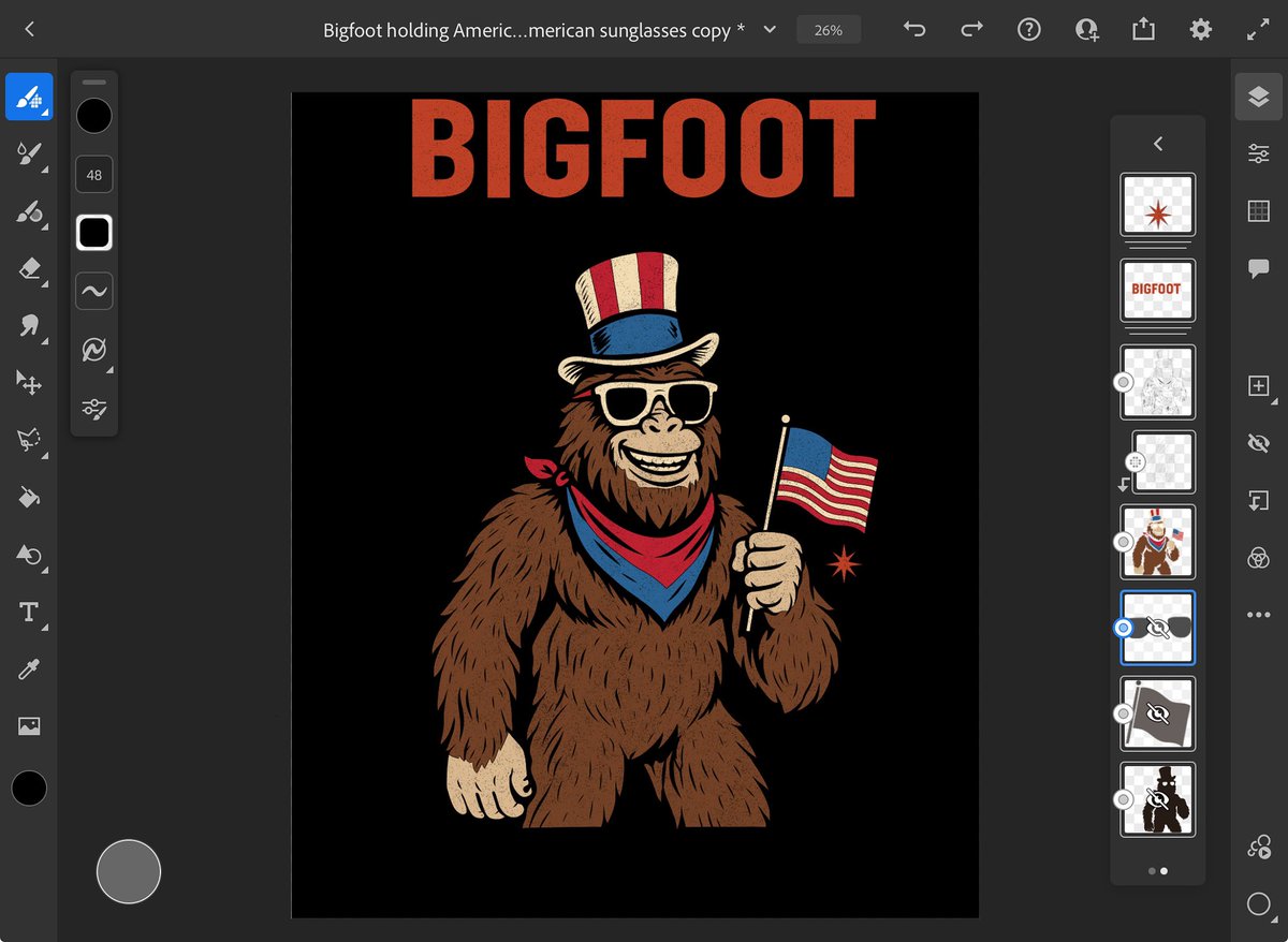 abdenassar93's tweet photo. Working on new t-shirt design 

#FeralButFree #Bigfoot #dadhumor #VintageDesign #4thOfJuly #USA #PatrioticStyle #giftforhim #Freedom #giftforher #IndependenceDay #giftforhim #BigfootLover #VintageDad #WildAndFree #CryptidCulture #AmericaPride https://t.co/FfmXMbKcW3
