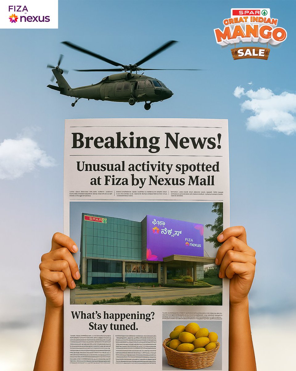 SparIndiaHyper's tweet image. Someone is taking over the Fiza Nexus Mall. What do you think it could be? Stay tuned to uncover the news.

#MadOverMangoes #GreatIndianMangoSale #MangoMela #FizaNexusMall #FizeNexus #FizaNexusMangalore #RawMango #RipeMango #PickledMango #AamIsLove #MangoLovers #SPAR #SPARIndia