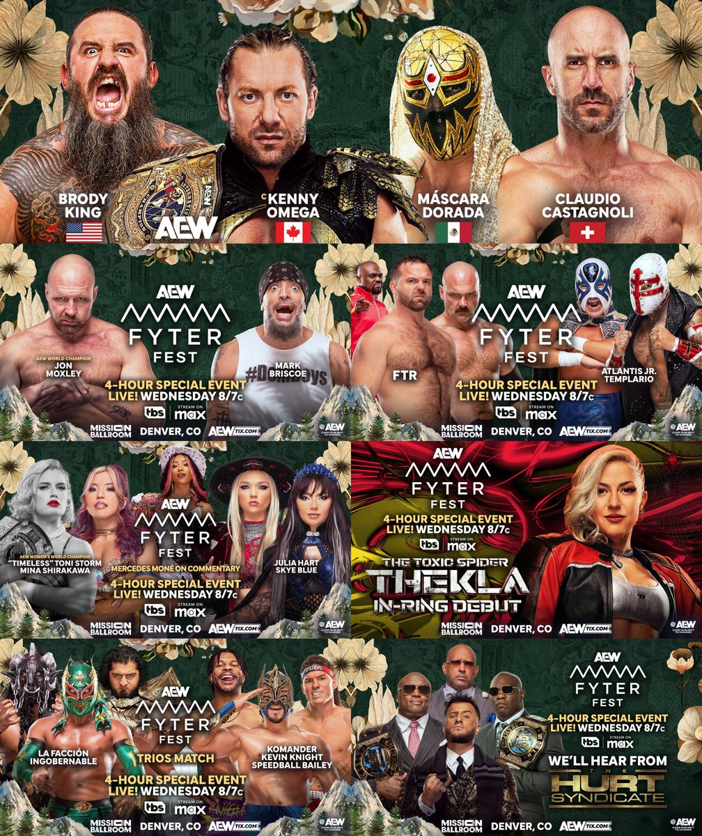 TheDrainmaker's tweet photo. Fyter Fest card for Wednesday:
• Omega/Dorada/Claudio/Brody
• Jon Moxley vs Mark Briscoe
• Templario/Atlantis Jr. vs FTR
• Thekla in-ring debut
• Toni/Mina vs Skye/Julia
• Speedball/Komander/Knight vs LFI
• Hurt Syndicate appearance

LITERALLY A FREE PPV ON TV. 🔥 https://t.co/8XpowUNqGz