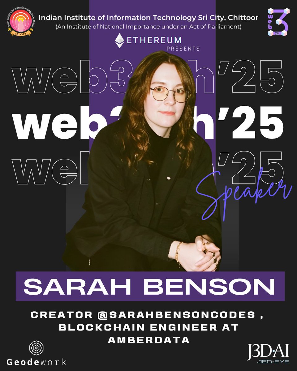 web3ssh's tweet photo. 🚀 Excited to have Sarah Benson (@CreatorSarahB), Blockchain Engineer at Amberdata, speaking at #Web3SSH2025!
She’s empowering the next gen of Web3 devs through her work &amp; advocacy.
🗓️ This summer | 🌐 https://t.co/ih35fArMar
#WomenInWeb3 #Hackathon #Web3Development https://t.co/hLTjZg1J8v