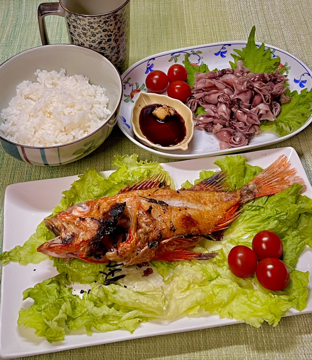 『🐠キンキの塩焼き』

　　美味い！絶品です❣️

皮目からじゅわっと脂が…
　お塩と愛塗れるコレは、もはや肉汁🥰

生きてて良かったと思えるぐらい美味しく頂きました♪お魚さんありがとう😊😭

#魚料理 #宮城産 #キンキ #塩焼き
#おうちごはん #晩ごはん #お腹ペコリン部
#料理好きな人と繋がりたい