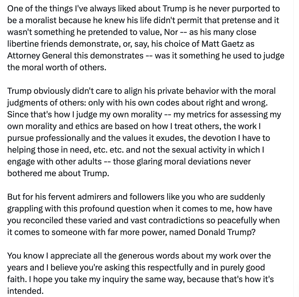 ABreitbartClips's tweet photo. @poet808 @TheAshenTree @jasonwhitlock Just please follow the thread.

Jason Whitlock said he was trying to figure out how to reconcile his admiration for my work with his moral disapproval of my private life.

I simply asked him how he managed to do that with Trump, because I'm genuinely interested in the answer.👇 https://t.co/PnvhijIyz7