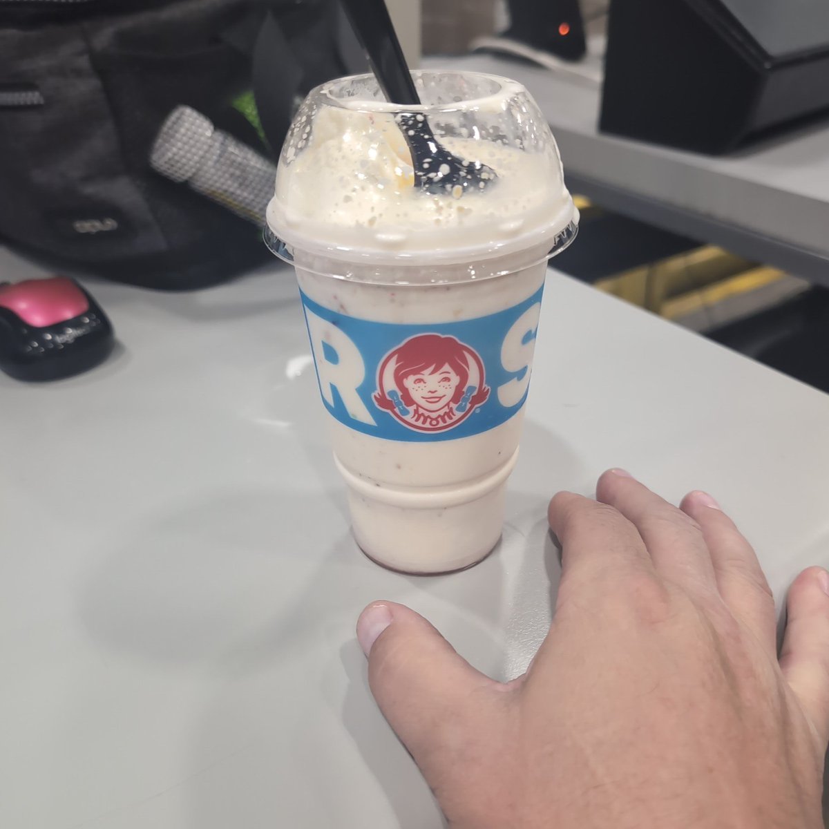 MikeNicewander's tweet photo. @Wendys you Wendy's what's with an almost $8 medium frosty fusion and this is a medium? The manager wouldn't give me a refund either. So I got stuck with this. How do I get a refund? Very disappointed in the service but the frosty was good. I wish it was a little bigger for $$ https://t.co/FCtXy1cAcm
