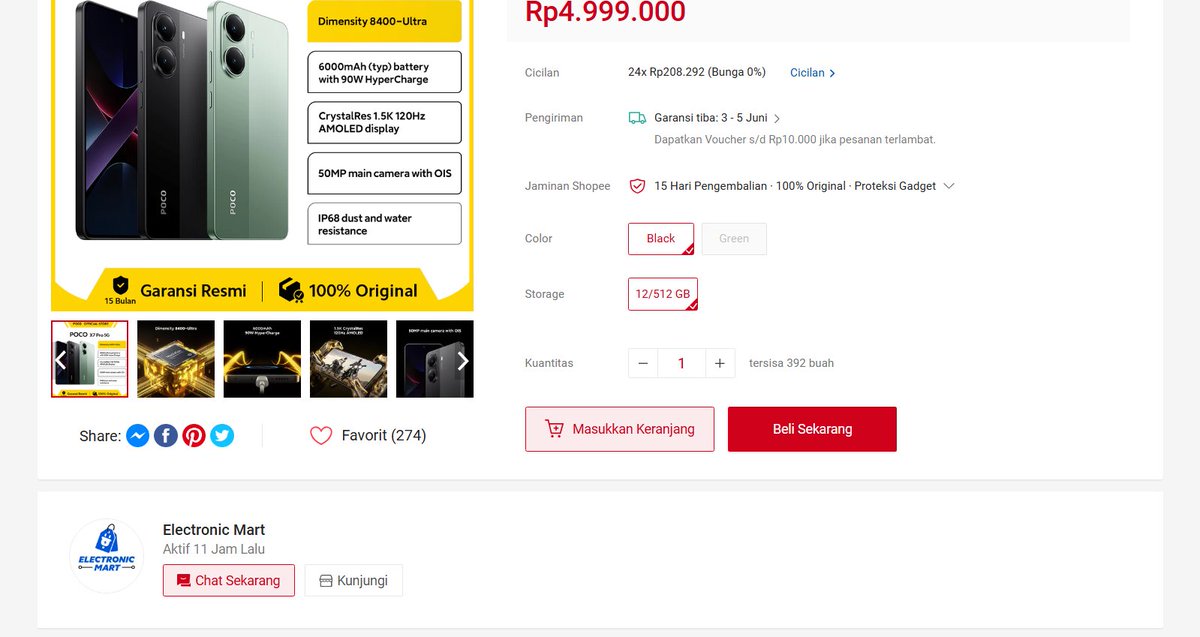 Mohhative's tweet photo. @ShopeeCare @ShopeeID  mau tanya min.. apakah ini disediakan oleh shopee? baru pertama kali mau beli hp online jadi masih ragu2, takut ga aman😅 https://t.co/s2S9oL1Cjk