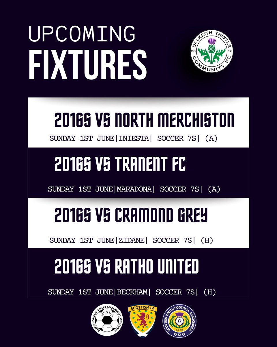 DalkeithCFC's tweet image. ⚫️⚪️ Good morning and good luck to all our Dalkeith Thistle teams in @ESSDAfootball action today!

Have fun, play with confidence, and make the most of every moment on the pitch. ⚽👏
#DalkeithThistle #ESSDA