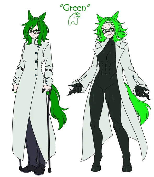 The enigmatic green horse, now with a new design (and headcanons in the alt text) #horseracetests