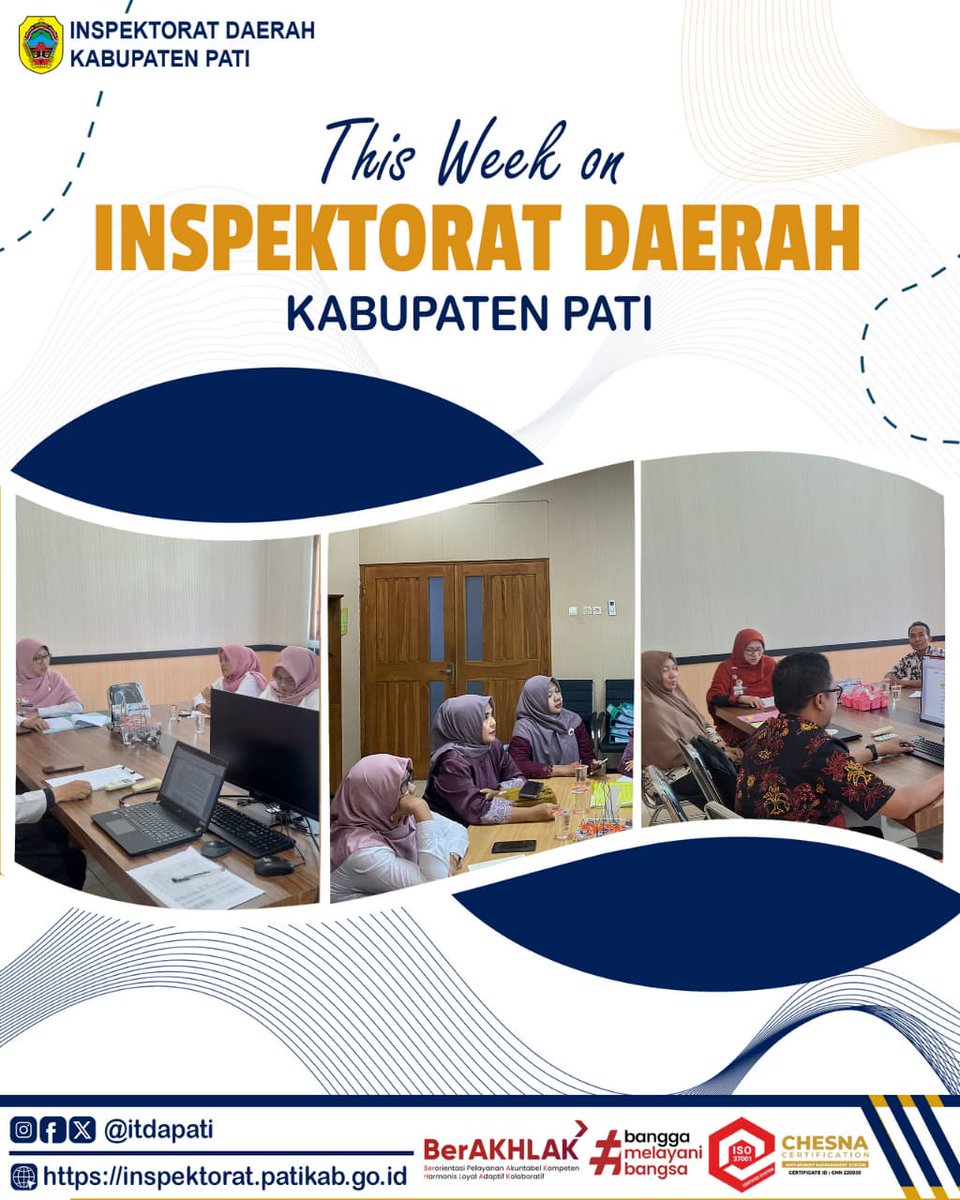 itdapati's tweet image. Kilas balik kegiatan Inspektorat Daerah Kabupaten Pati dalam sepekan hari Senin (26/05/2025) hingga Rabu (28/05/2025).

#ASNBerAKHLAK
#BanggaMelayaniBangsa